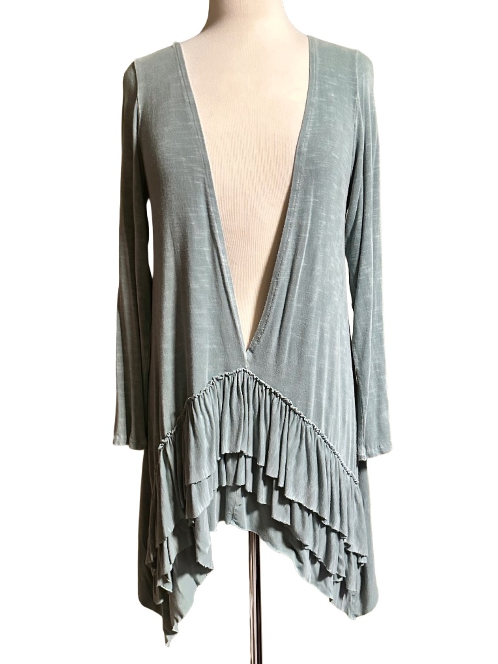 Earth Creations Double the Fun Layering Top Hemp Slub Green Silt S Boho